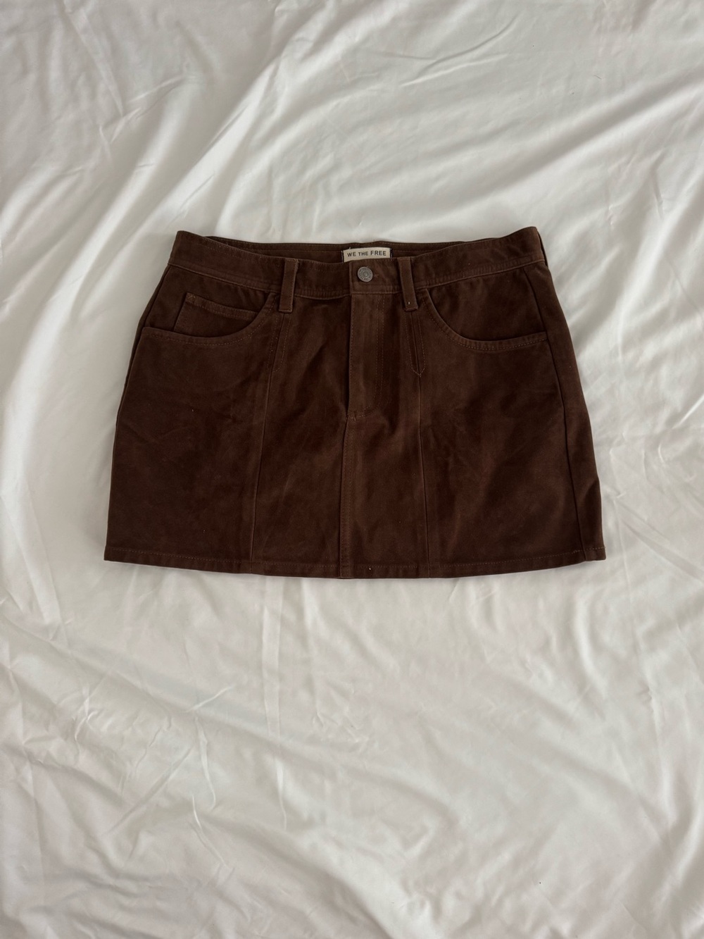 Free People Brown Suede Mini Skirt